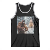 Funny Bigfoot With Cat Selfie Christmas Tank Top - Wonder Print Shop