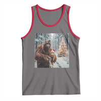 Funny Bigfoot With Cat Selfie Christmas Tank Top - Wonder Print Shop