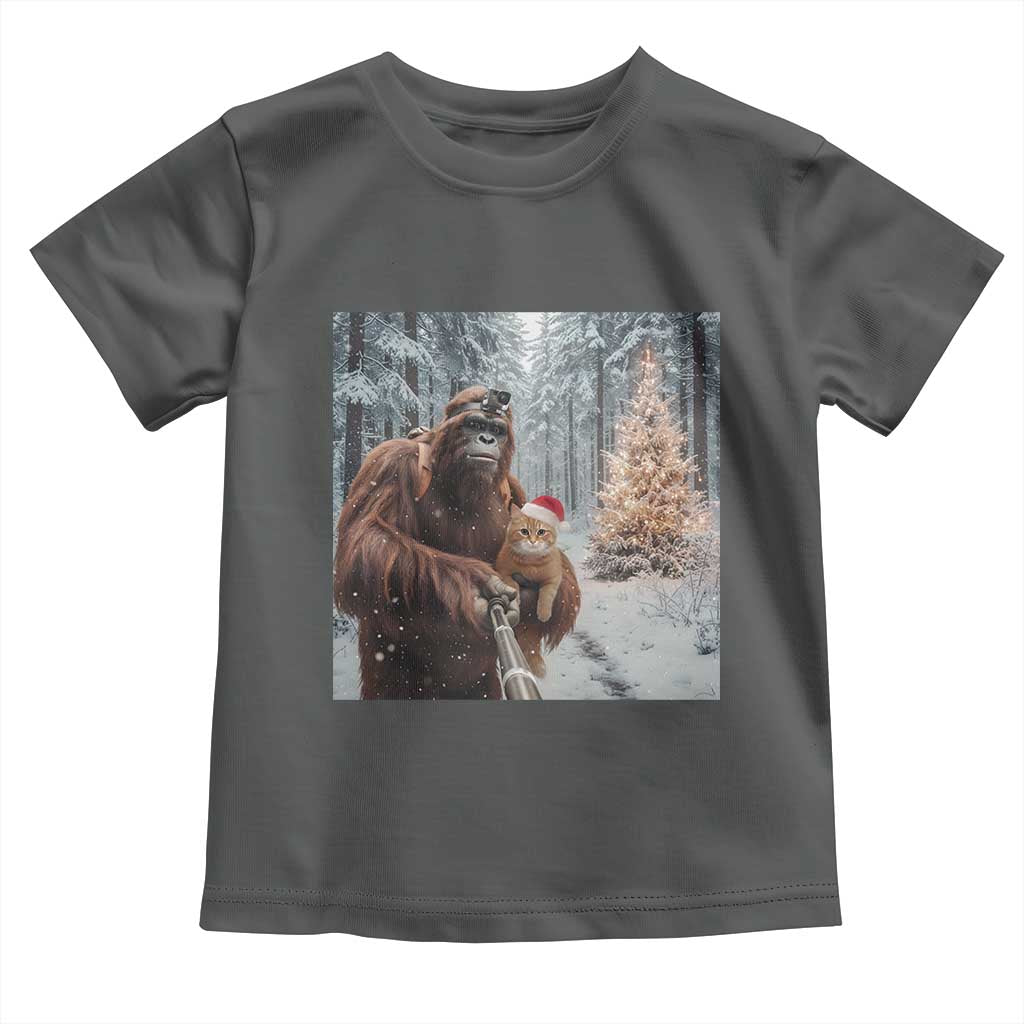 Funny Bigfoot With Cat Selfie Christmas Toddler T Shirt - Wonder Print Shop
