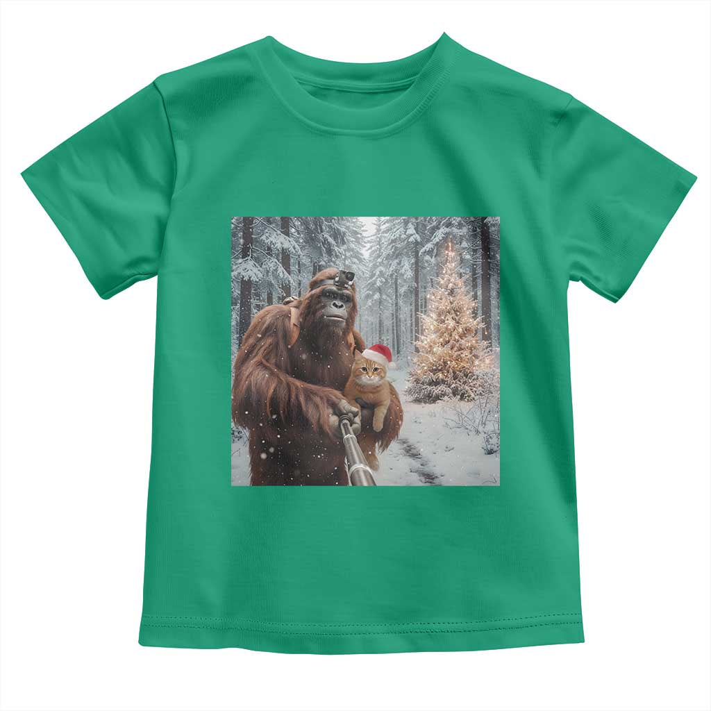 Funny Bigfoot With Cat Selfie Christmas Toddler T Shirt - Wonder Print Shop