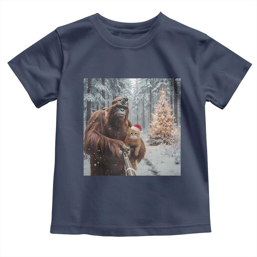 Funny Bigfoot With Cat Selfie Christmas Toddler T Shirt - Wonder Print Shop
