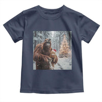 Funny Bigfoot With Cat Selfie Christmas Toddler T Shirt - Wonder Print Shop