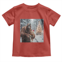 Funny Bigfoot With Cat Selfie Christmas Toddler T Shirt - Wonder Print Shop