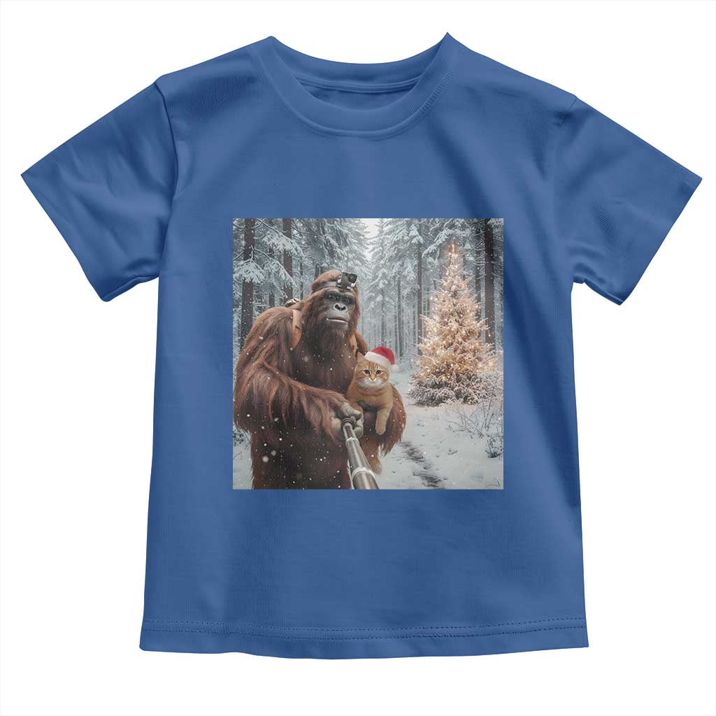 Funny Bigfoot With Cat Selfie Christmas Toddler T Shirt - Wonder Print Shop