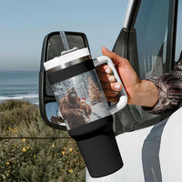 Funny Bigfoot With Cat Selfie Christmas Tumbler With Handle - Wonder Print Shop