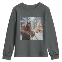 Funny Bigfoot With Cat Selfie Christmas Youth Sweatshirt - Wonder Print Shop