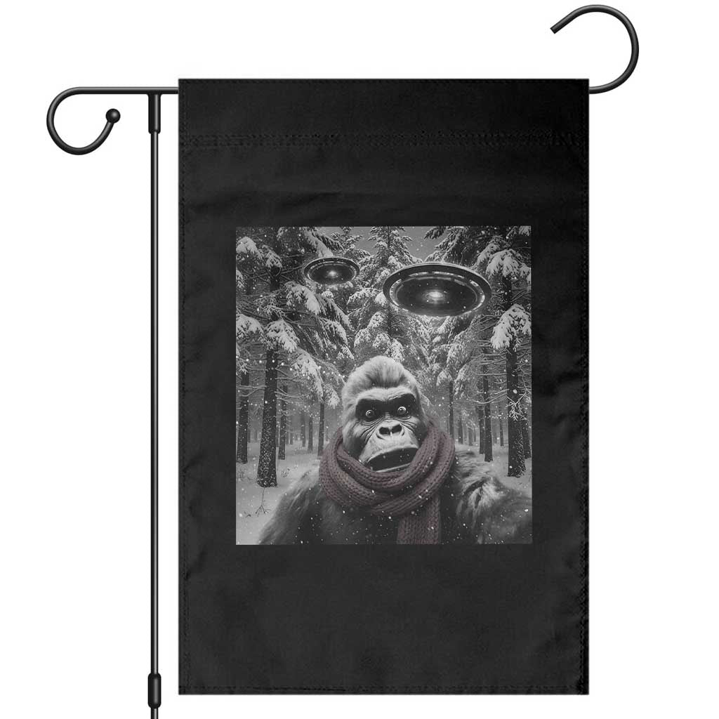Funny Bigfoot Selfie Garden Flag Sasquatch Alien UFO Christmas - Wonder Print Shop