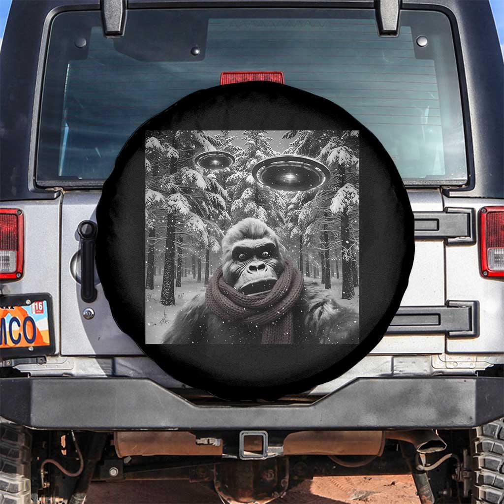 Funny Bigfoot Selfie Spare Tire Cover Sasquatch Alien UFO Christmas - Wonder Print Shop