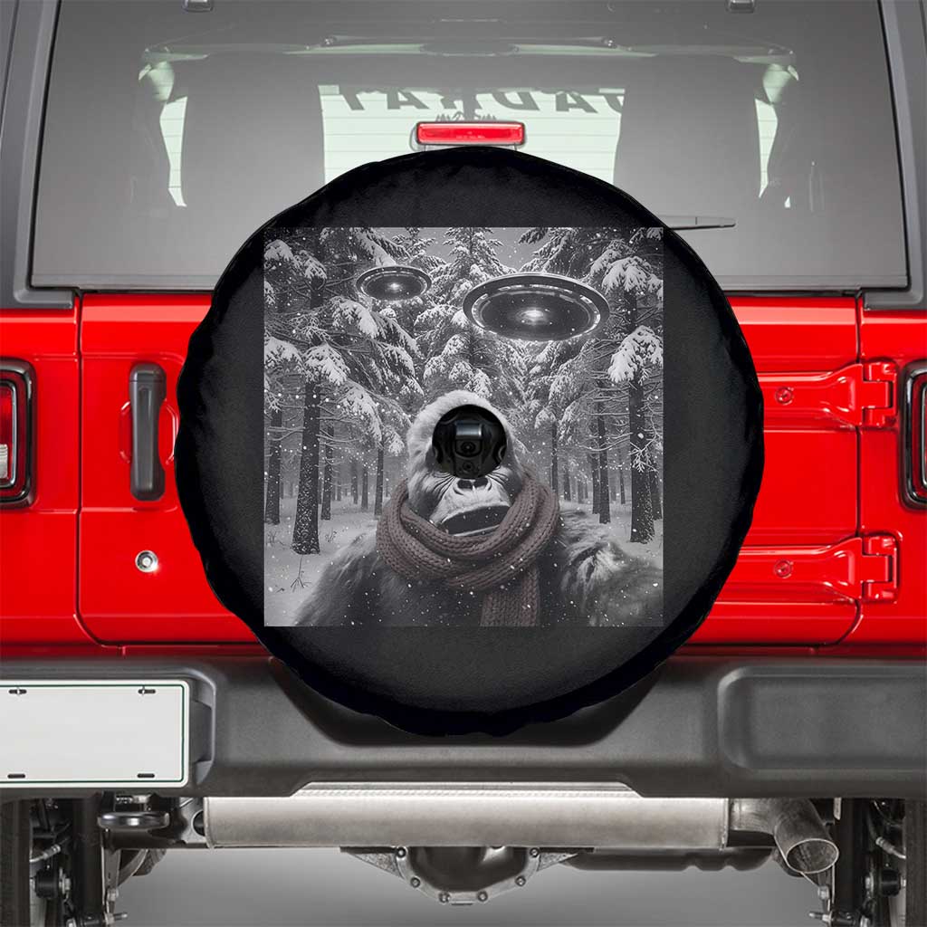 Funny Bigfoot Selfie Spare Tire Cover Sasquatch Alien UFO Christmas - Wonder Print Shop