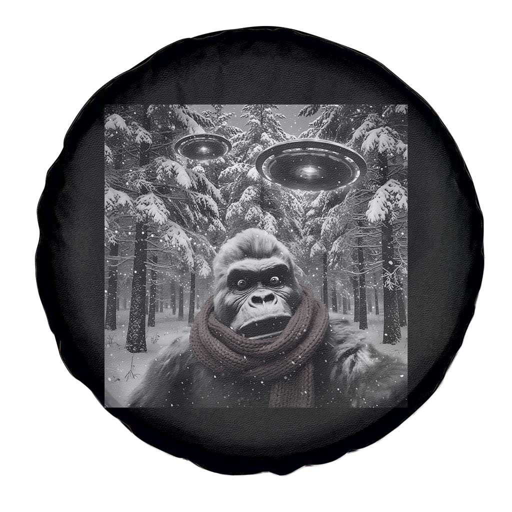 Funny Bigfoot Selfie Spare Tire Cover Sasquatch Alien UFO Christmas - Wonder Print Shop