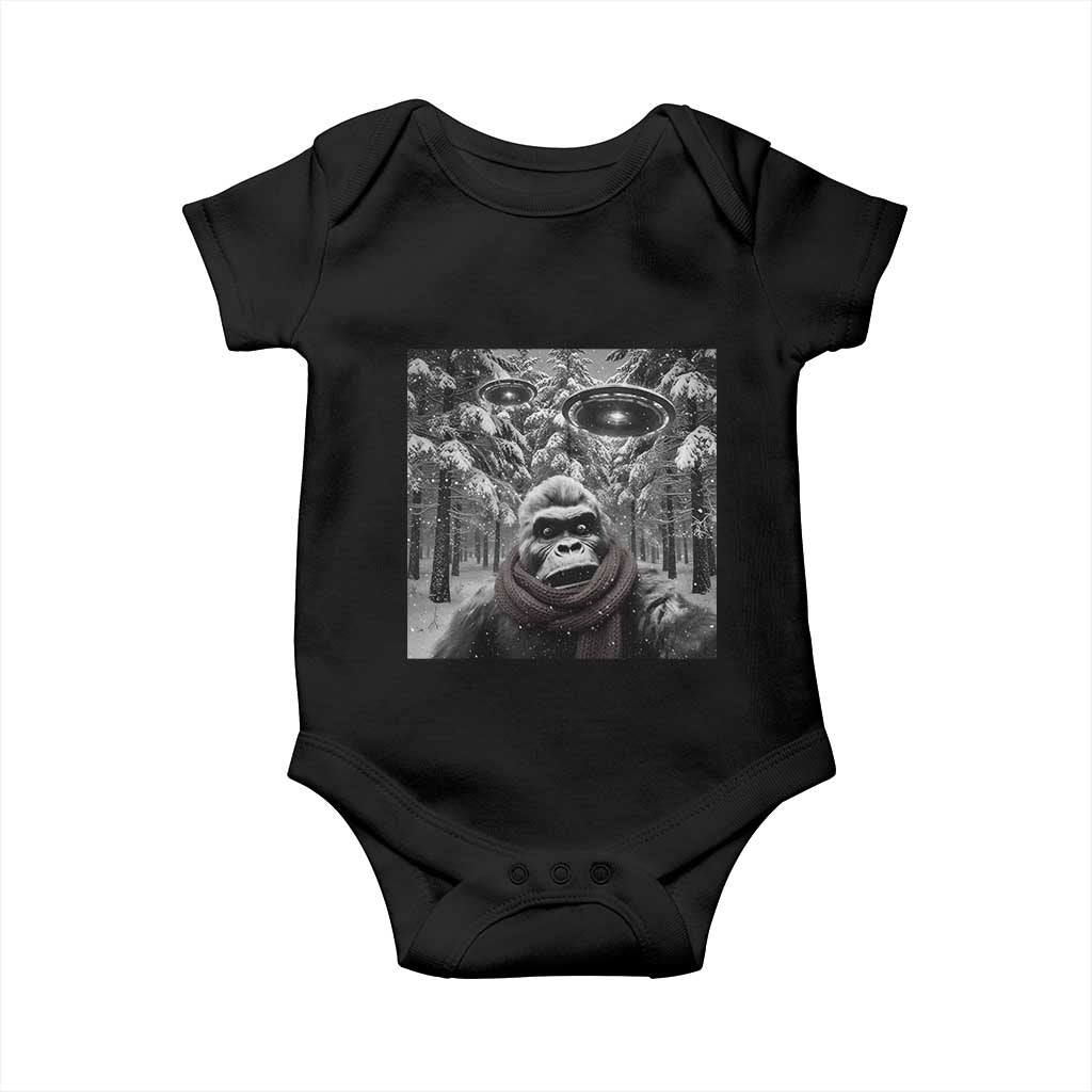 Funny Bigfoot Selfie Baby Onesie Sasquatch Alien UFO Christmas - Wonder Print Shop