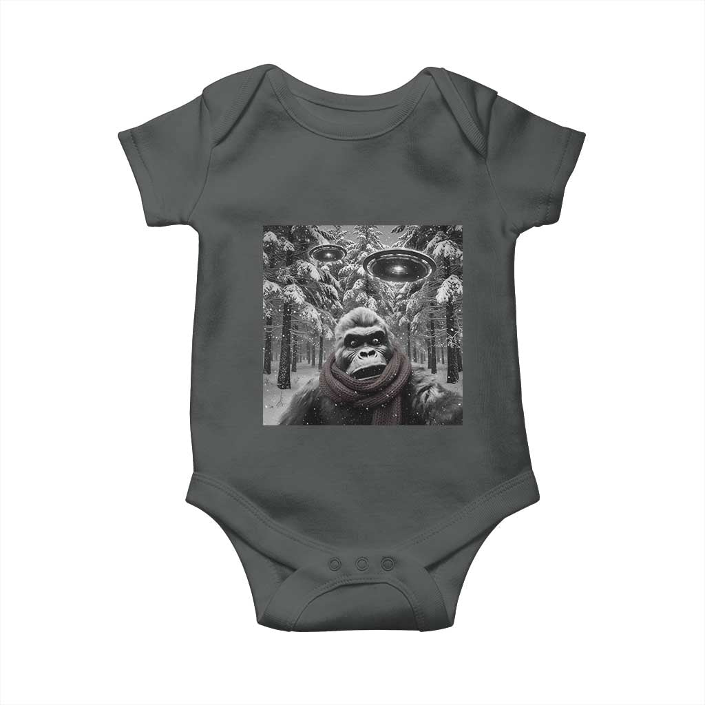 Funny Bigfoot Selfie Baby Onesie Sasquatch Alien UFO Christmas - Wonder Print Shop