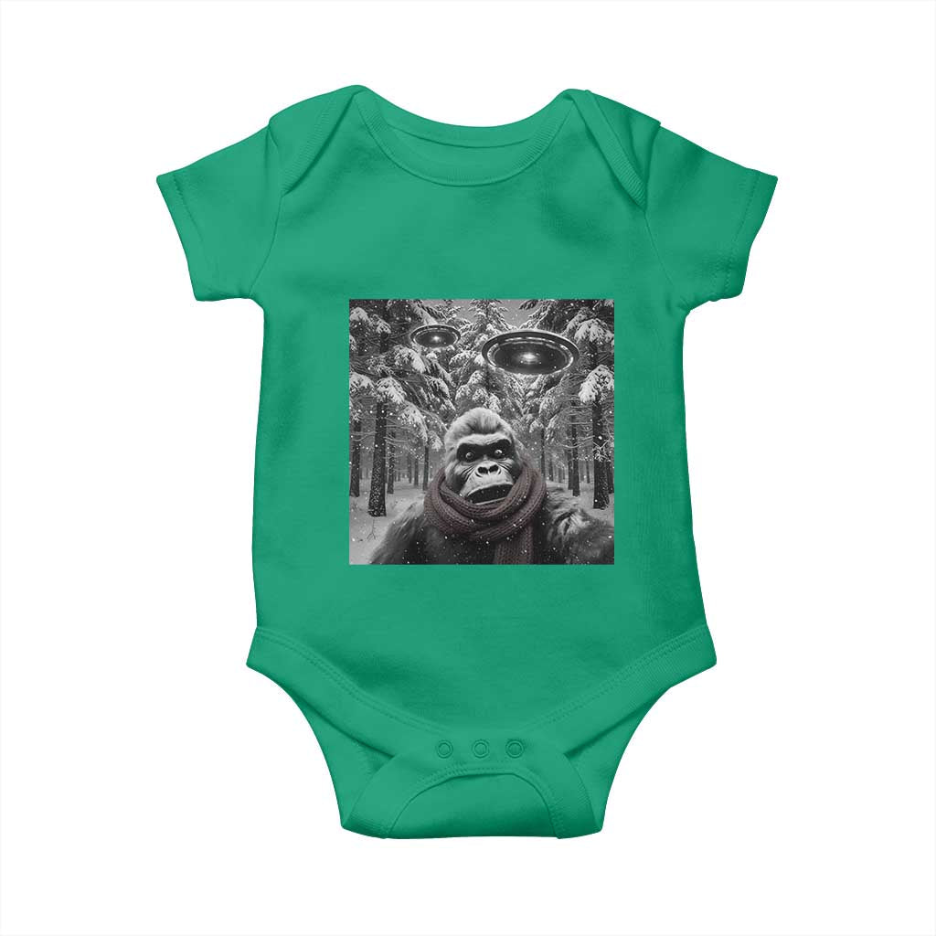 Funny Bigfoot Selfie Baby Onesie Sasquatch Alien UFO Christmas - Wonder Print Shop