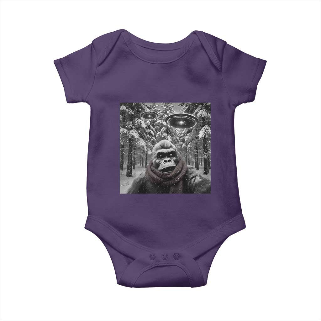 Funny Bigfoot Selfie Baby Onesie Sasquatch Alien UFO Christmas - Wonder Print Shop