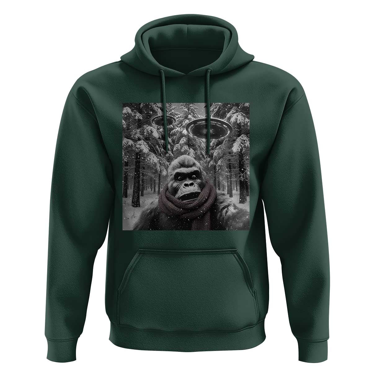 Funny Bigfoot Selfie Hoodie Sasquatch Alien UFO Christmas - Wonder Print Shop