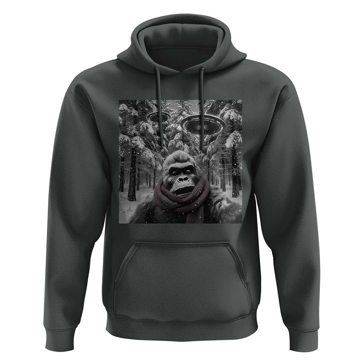 Funny Bigfoot Selfie Hoodie Sasquatch Alien UFO Christmas - Wonder Print Shop