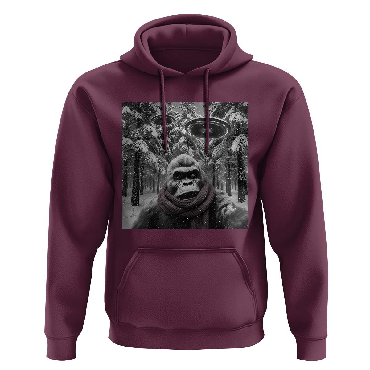 Funny Bigfoot Selfie Hoodie Sasquatch Alien UFO Christmas - Wonder Print Shop