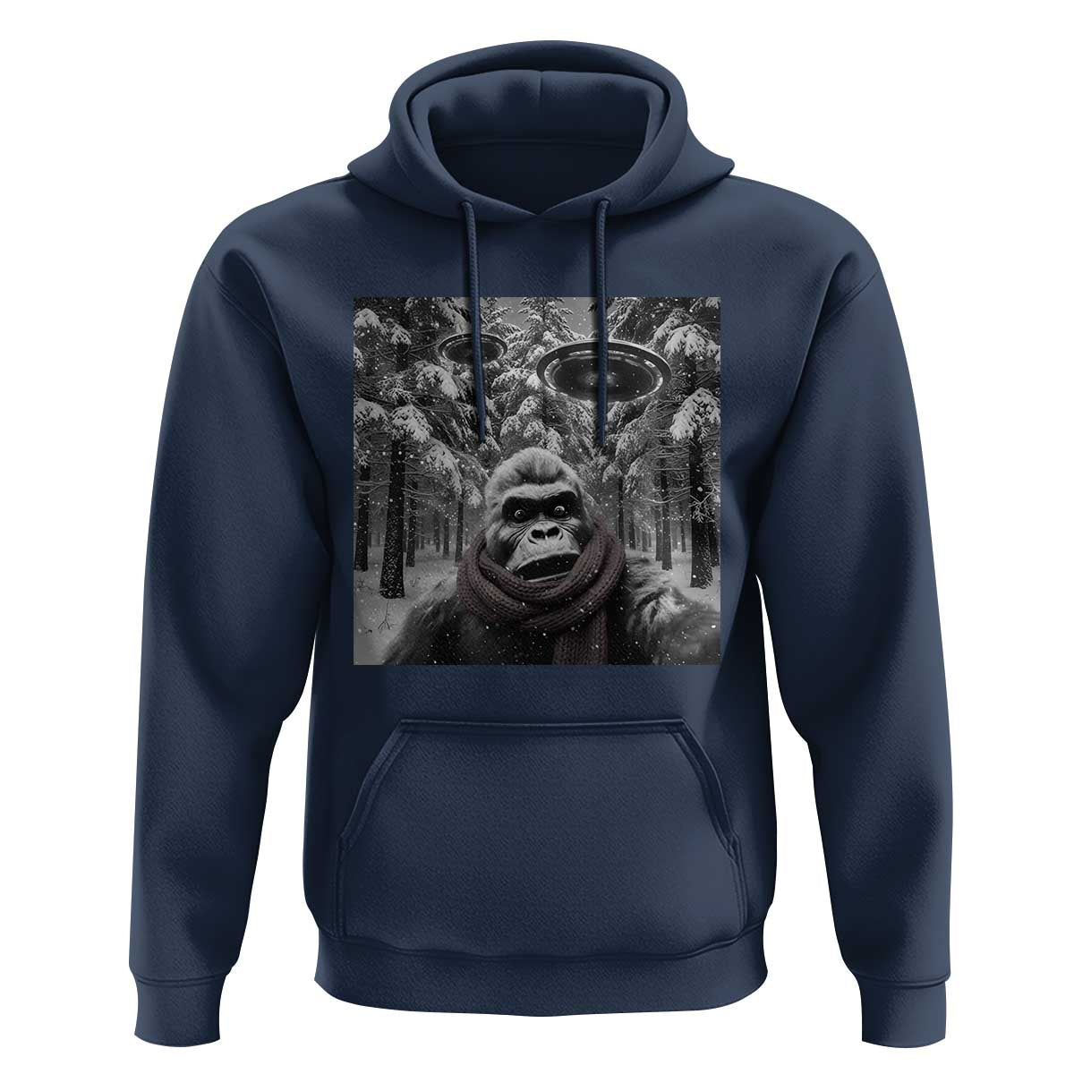Funny Bigfoot Selfie Hoodie Sasquatch Alien UFO Christmas - Wonder Print Shop