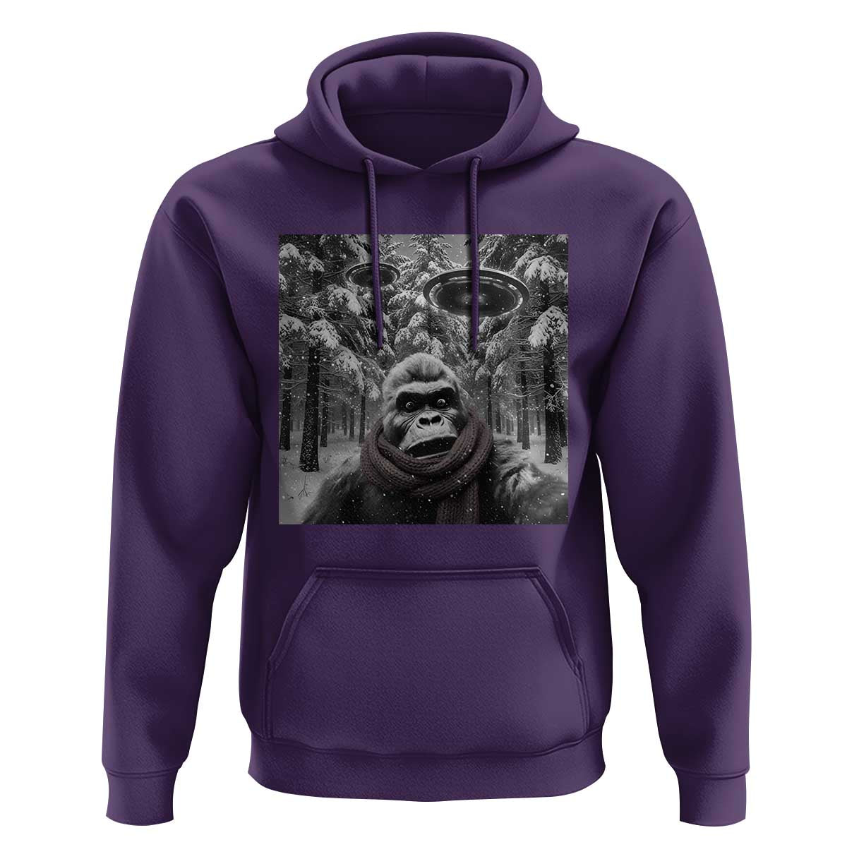 Funny Bigfoot Selfie Hoodie Sasquatch Alien UFO Christmas - Wonder Print Shop