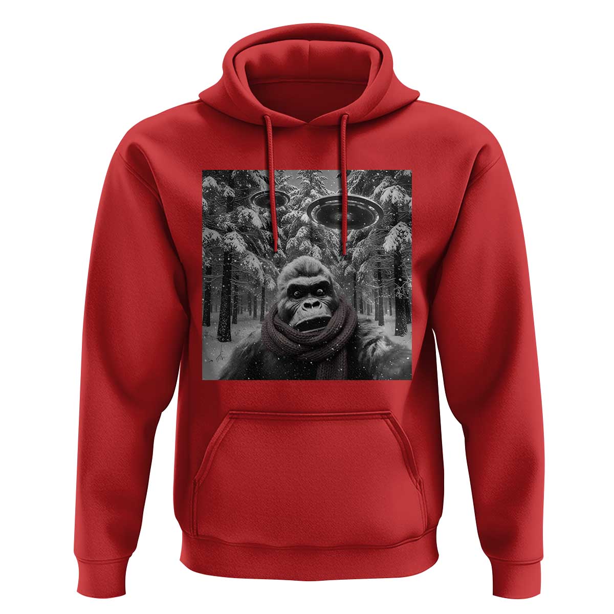Funny Bigfoot Selfie Hoodie Sasquatch Alien UFO Christmas - Wonder Print Shop