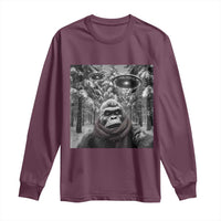 Funny Bigfoot Selfie Long Sleeve Shirt Sasquatch Alien UFO Christmas - Wonder Print Shop