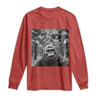 Funny Bigfoot Selfie Long Sleeve Shirt Sasquatch Alien UFO Christmas - Wonder Print Shop