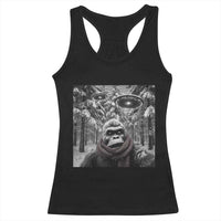 Funny Bigfoot Selfie Racerback Tank Top Sasquatch Alien UFO Christmas - Wonder Print Shop