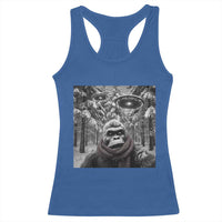 Funny Bigfoot Selfie Racerback Tank Top Sasquatch Alien UFO Christmas - Wonder Print Shop