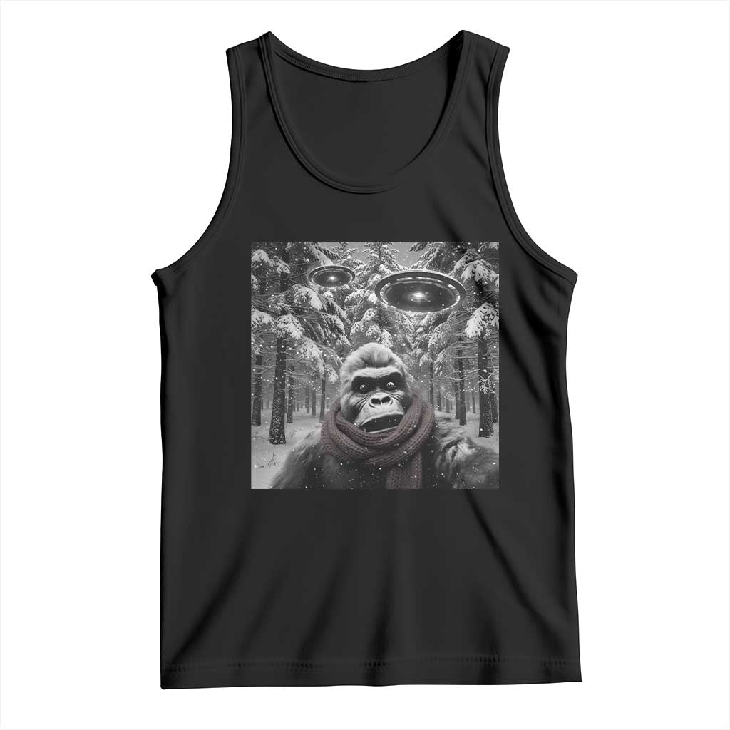 Funny Bigfoot Selfie Tank Top Sasquatch Alien UFO Christmas - Wonder Print Shop