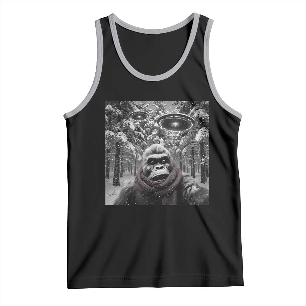 Funny Bigfoot Selfie Tank Top Sasquatch Alien UFO Christmas - Wonder Print Shop