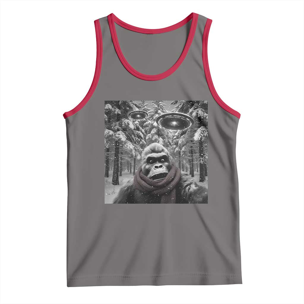 Funny Bigfoot Selfie Tank Top Sasquatch Alien UFO Christmas - Wonder Print Shop