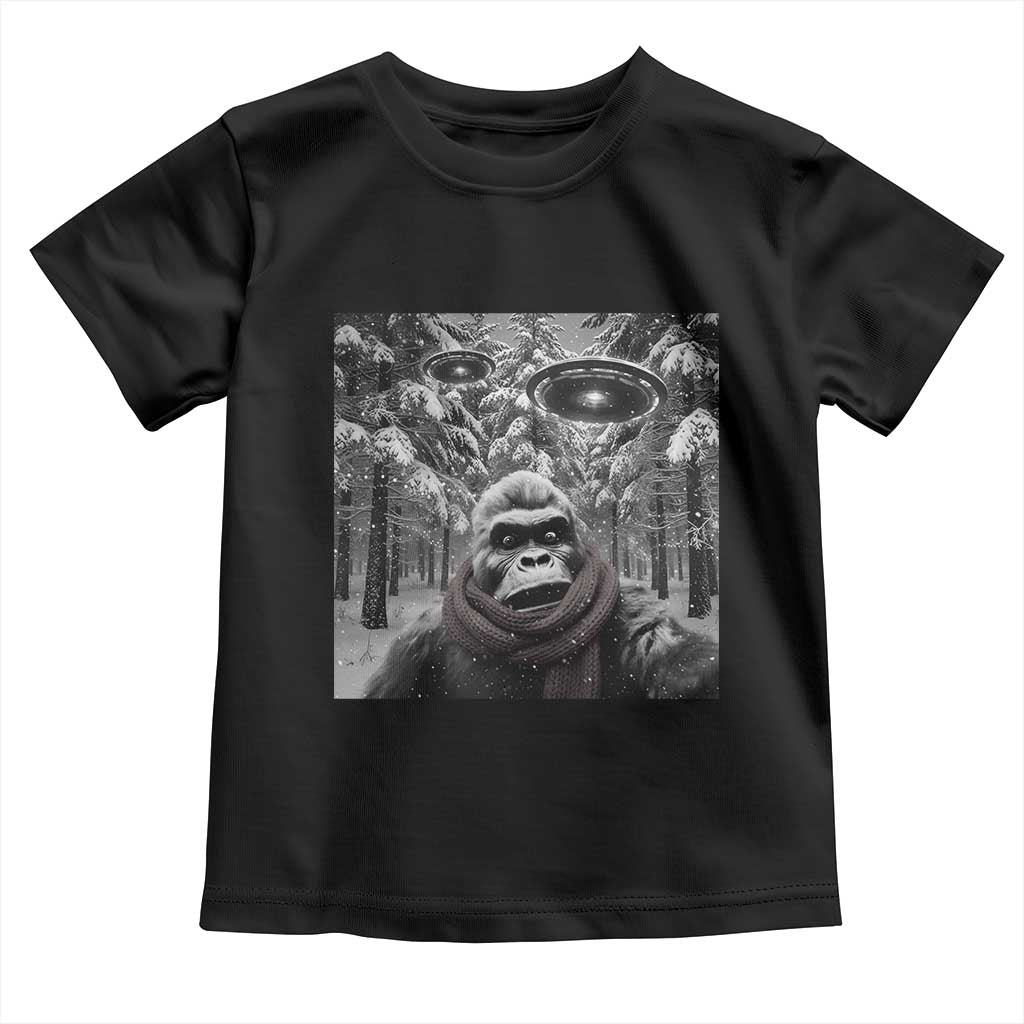 Funny Bigfoot Selfie Toddler T Shirt Sasquatch Alien UFO Christmas - Wonder Print Shop