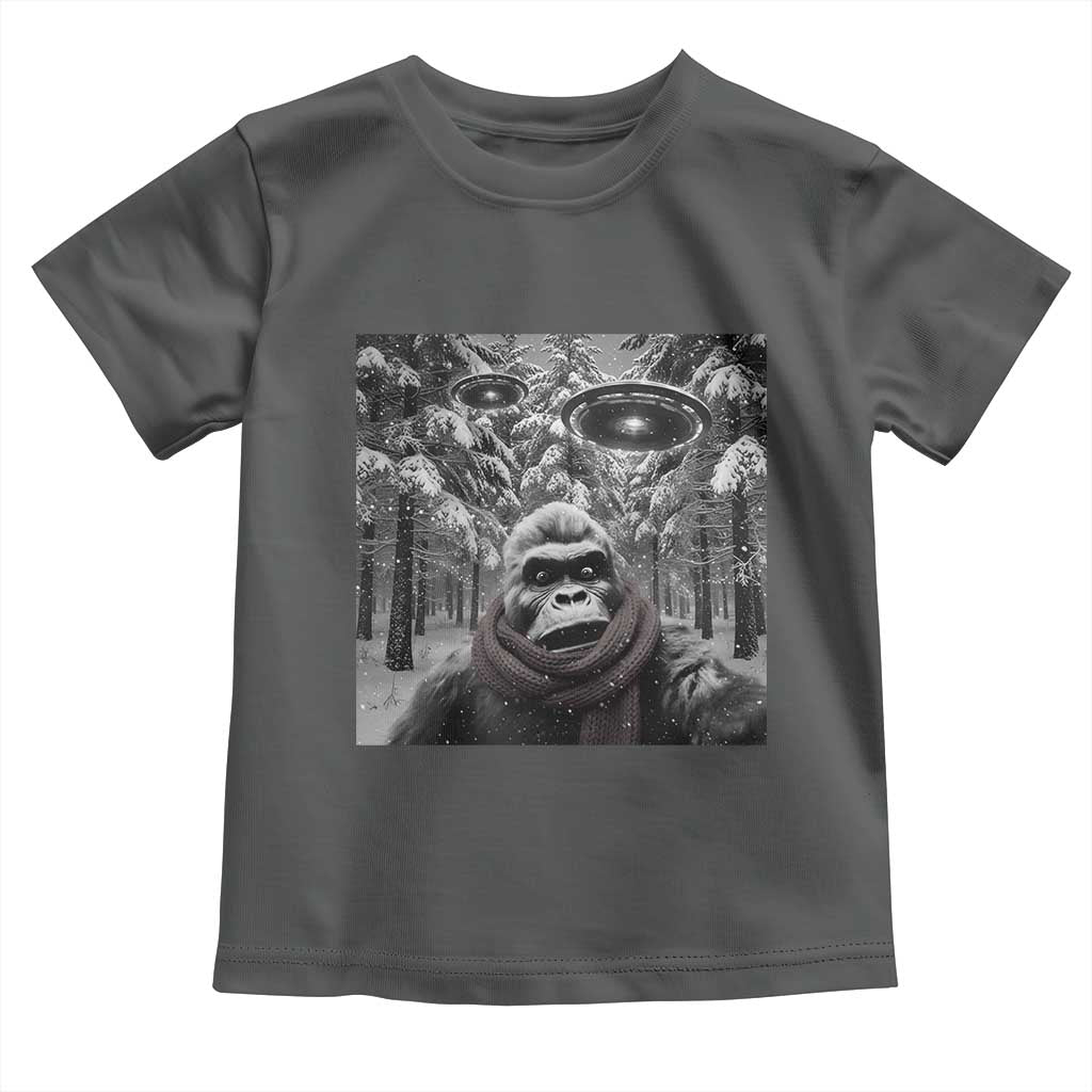 Funny Bigfoot Selfie Toddler T Shirt Sasquatch Alien UFO Christmas - Wonder Print Shop