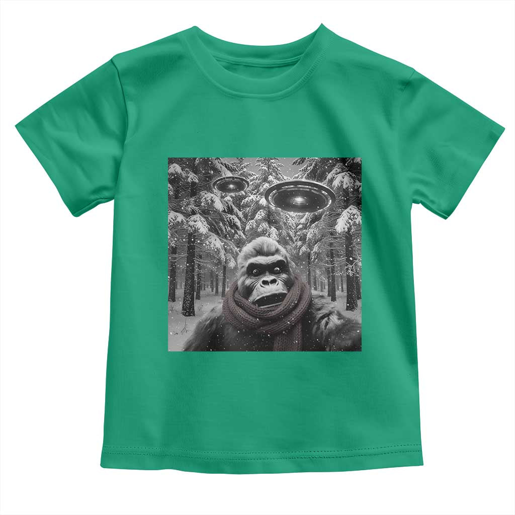 Funny Bigfoot Selfie Toddler T Shirt Sasquatch Alien UFO Christmas - Wonder Print Shop