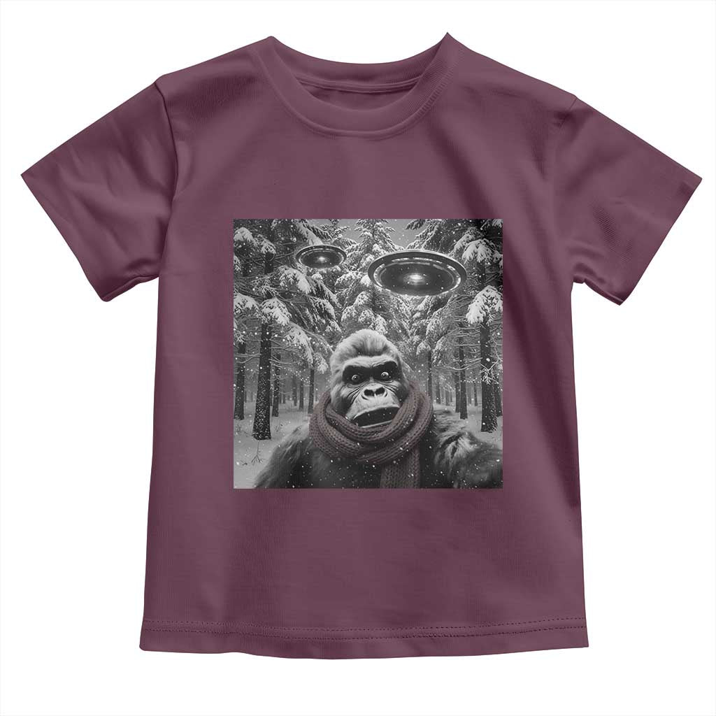 Funny Bigfoot Selfie Toddler T Shirt Sasquatch Alien UFO Christmas - Wonder Print Shop