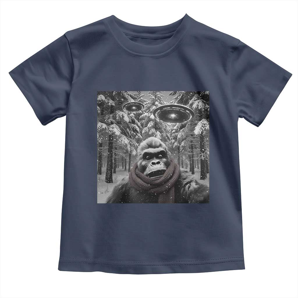 Funny Bigfoot Selfie Toddler T Shirt Sasquatch Alien UFO Christmas - Wonder Print Shop