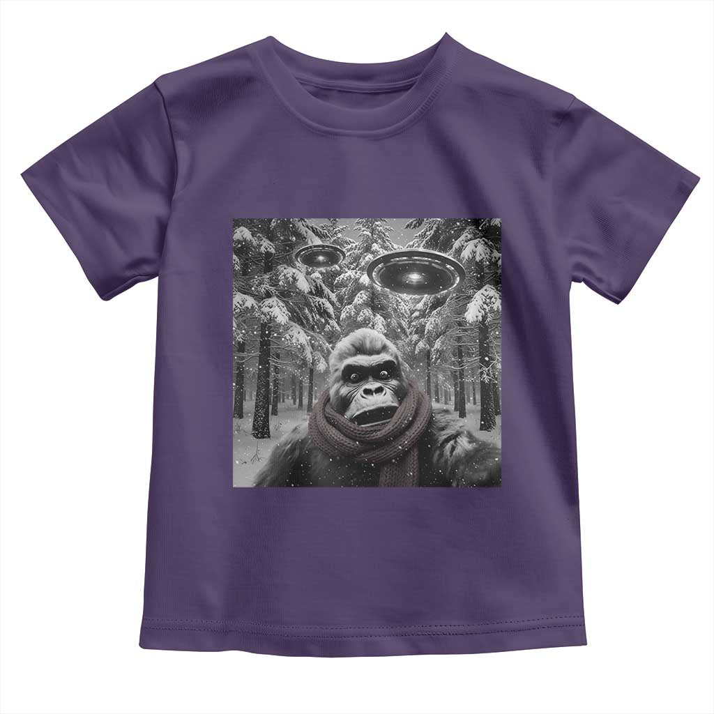 Funny Bigfoot Selfie Toddler T Shirt Sasquatch Alien UFO Christmas - Wonder Print Shop