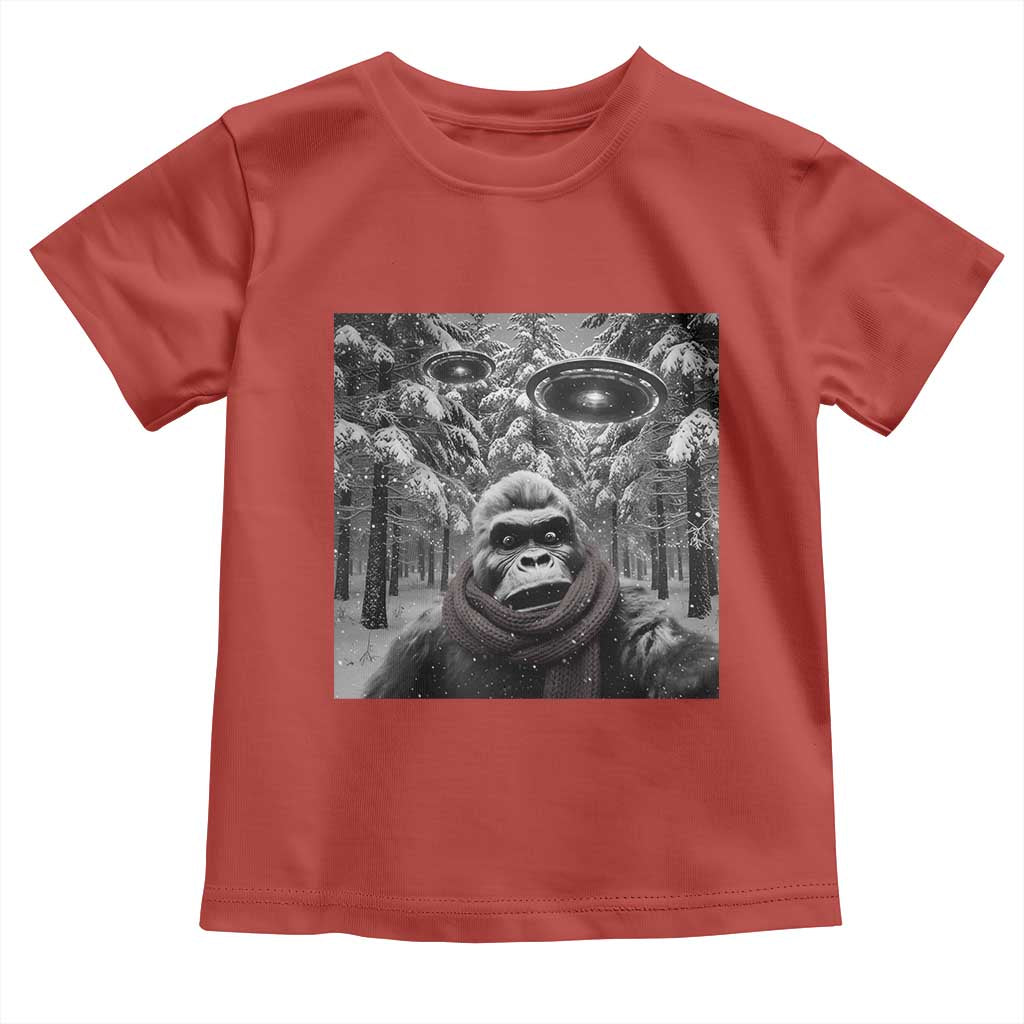 Funny Bigfoot Selfie Toddler T Shirt Sasquatch Alien UFO Christmas - Wonder Print Shop