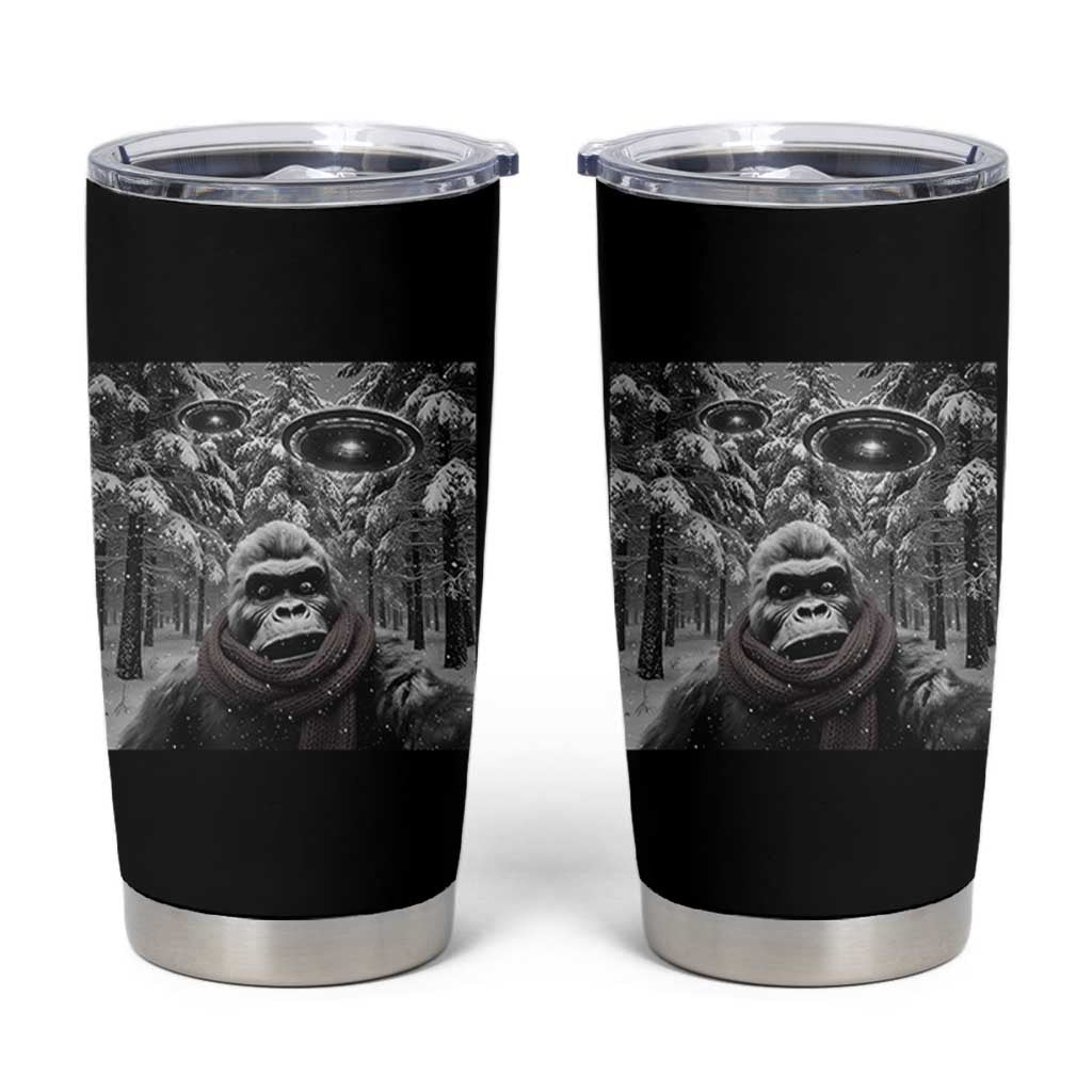 Funny Bigfoot Selfie Tumbler Cup Sasquatch Alien UFO Christmas - Wonder Print Shop