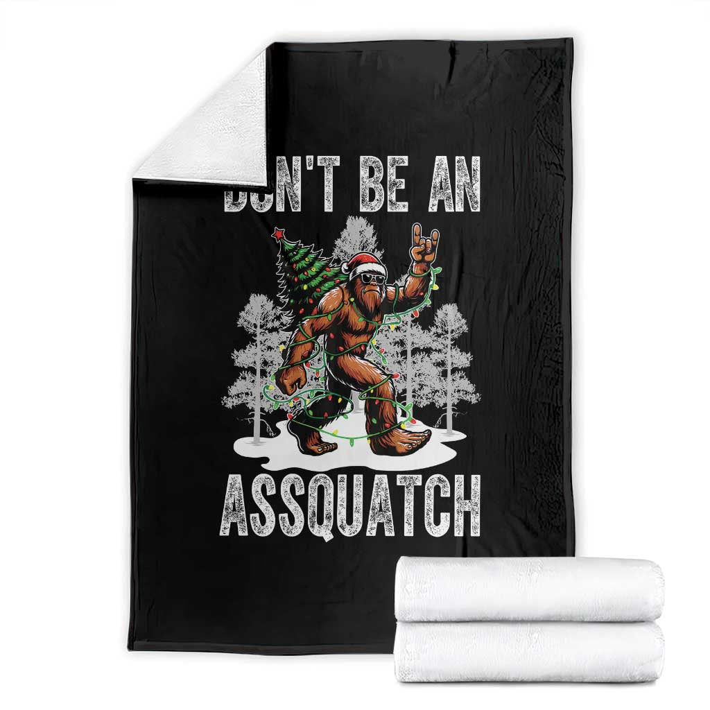 Funny Bigfoot Christmas Throw Blanket Do Not Be An Assquatch - Wonder Print Shop