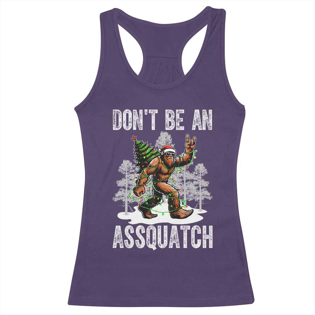 Funny Bigfoot Christmas Racerback Tank Top Do Not Be An Assquatch - Wonder Print Shop