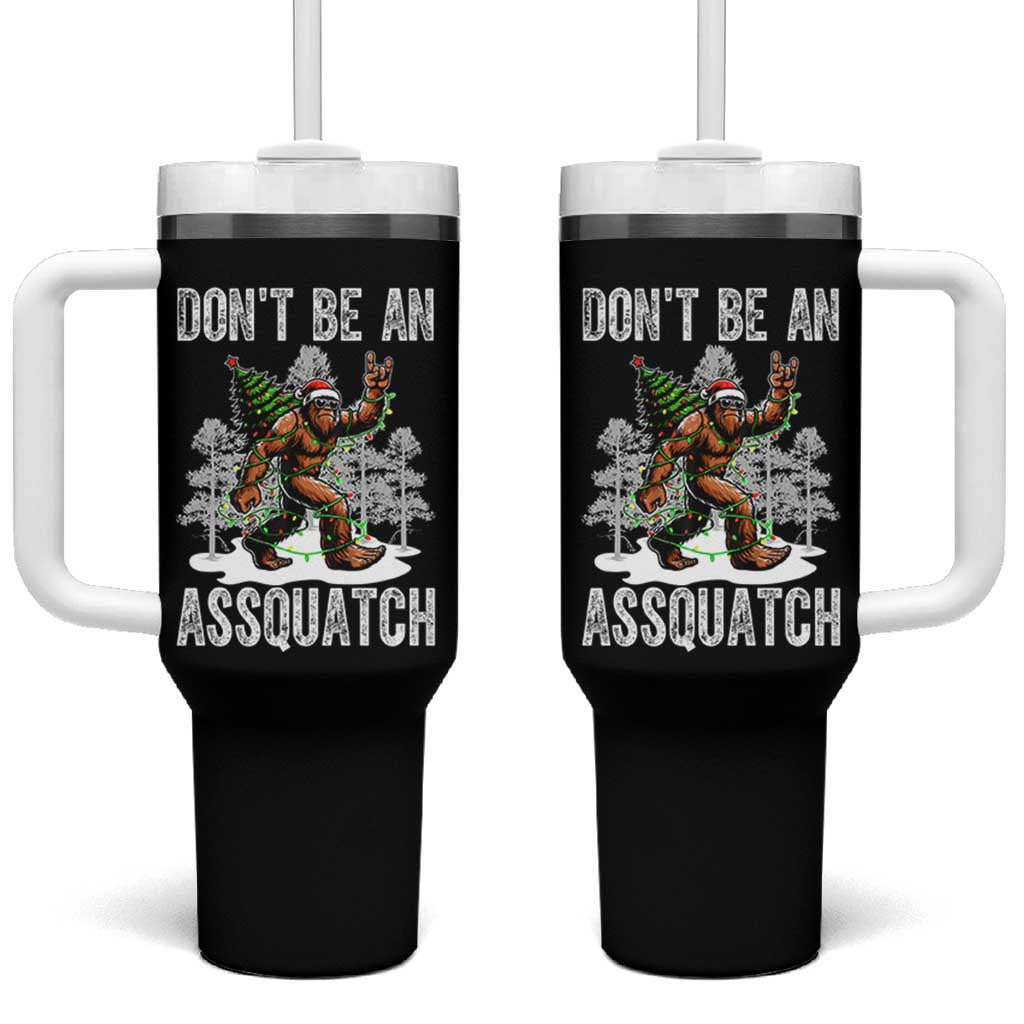 Funny Bigfoot Christmas Tumbler With Handle Do Not Be An Assquatch - Wonder Print Shop