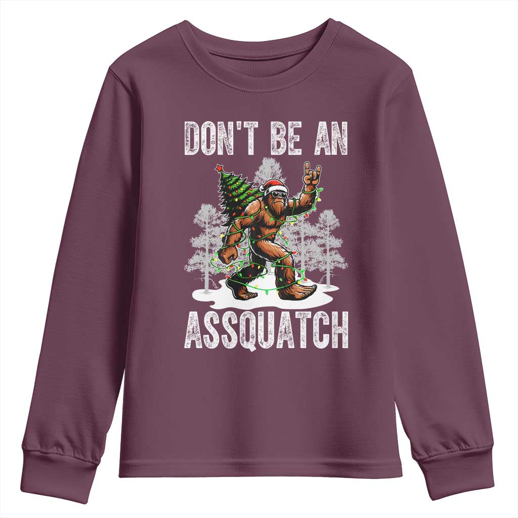Funny Bigfoot Christmas Youth Sweatshirt Do Not Be An Assquatch - Wonder Print Shop
