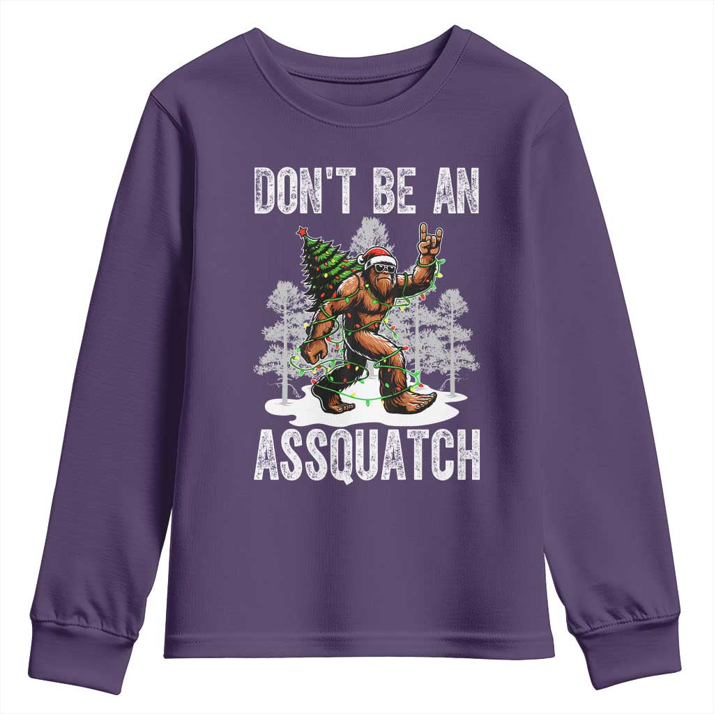 Funny Bigfoot Christmas Youth Sweatshirt Do Not Be An Assquatch - Wonder Print Shop