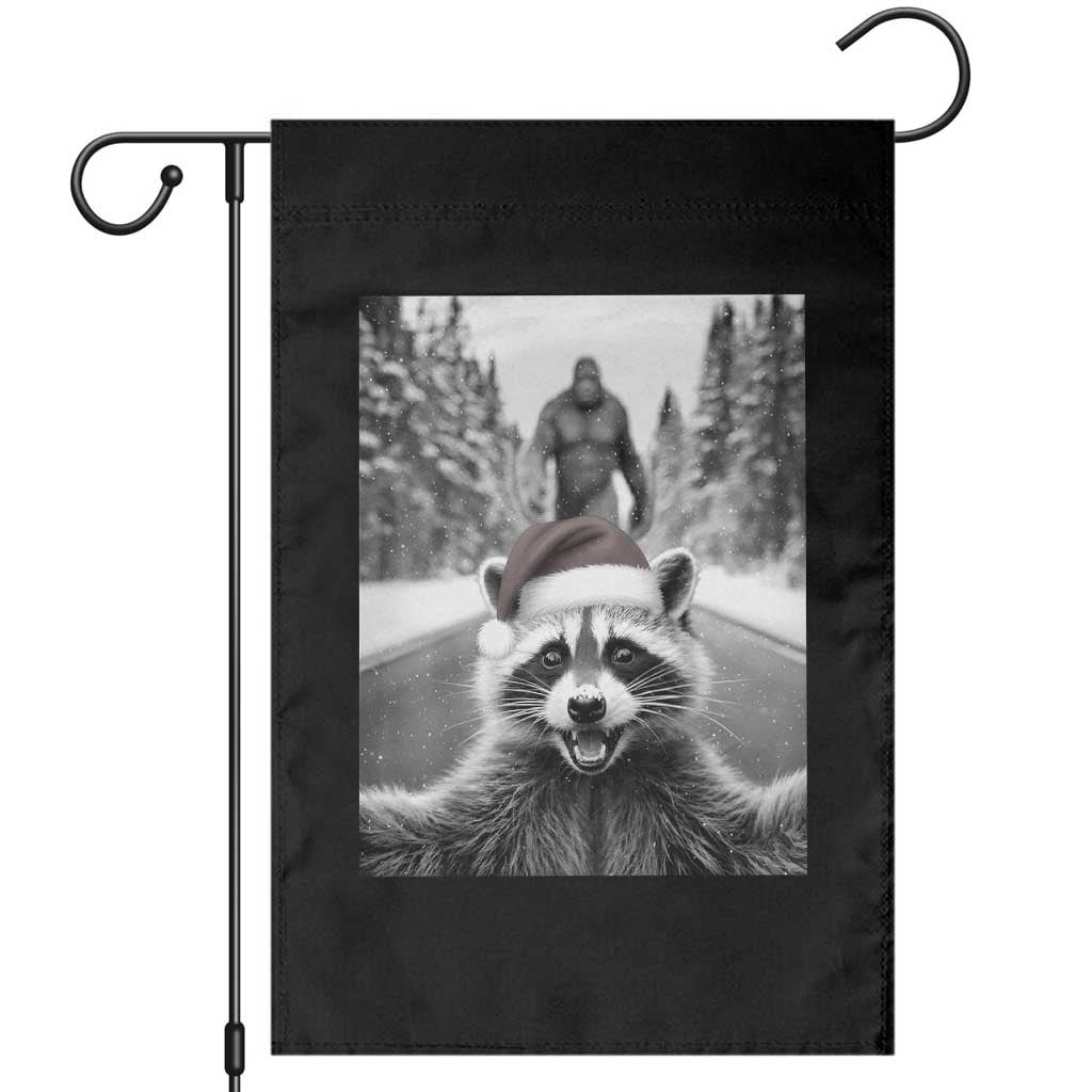 Funny Racoon With Bigfoot Selfie Christmas Garden Flag - Wonder Print Shop