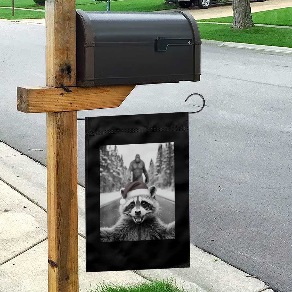 Funny Racoon With Bigfoot Selfie Christmas Garden Flag - Wonder Print Shop