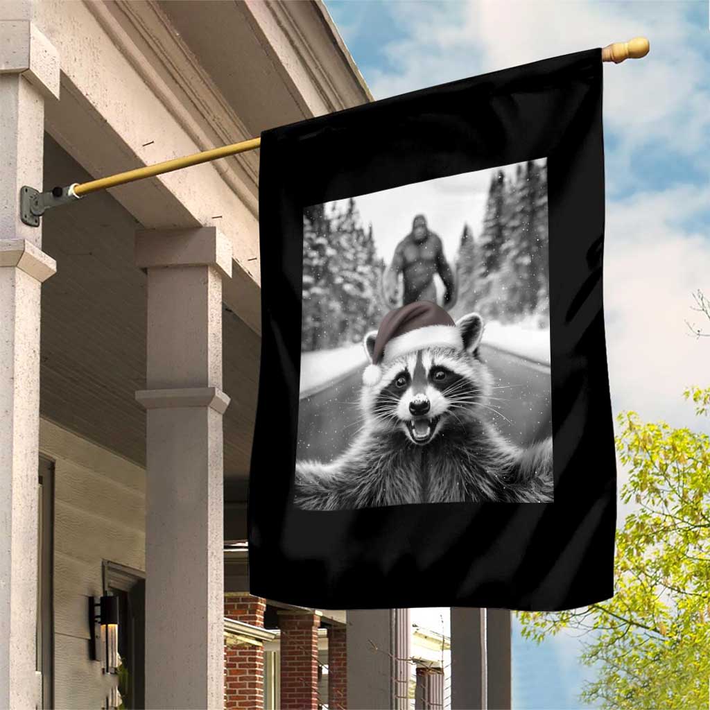 Funny Racoon With Bigfoot Selfie Christmas Garden Flag - Wonder Print Shop