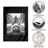 Funny Racoon With Bigfoot Selfie Christmas Garden Flag - Wonder Print Shop