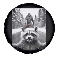 Funny Racoon With Bigfoot Selfie Christmas Spare Tire Cover - Wonder Print Shop
