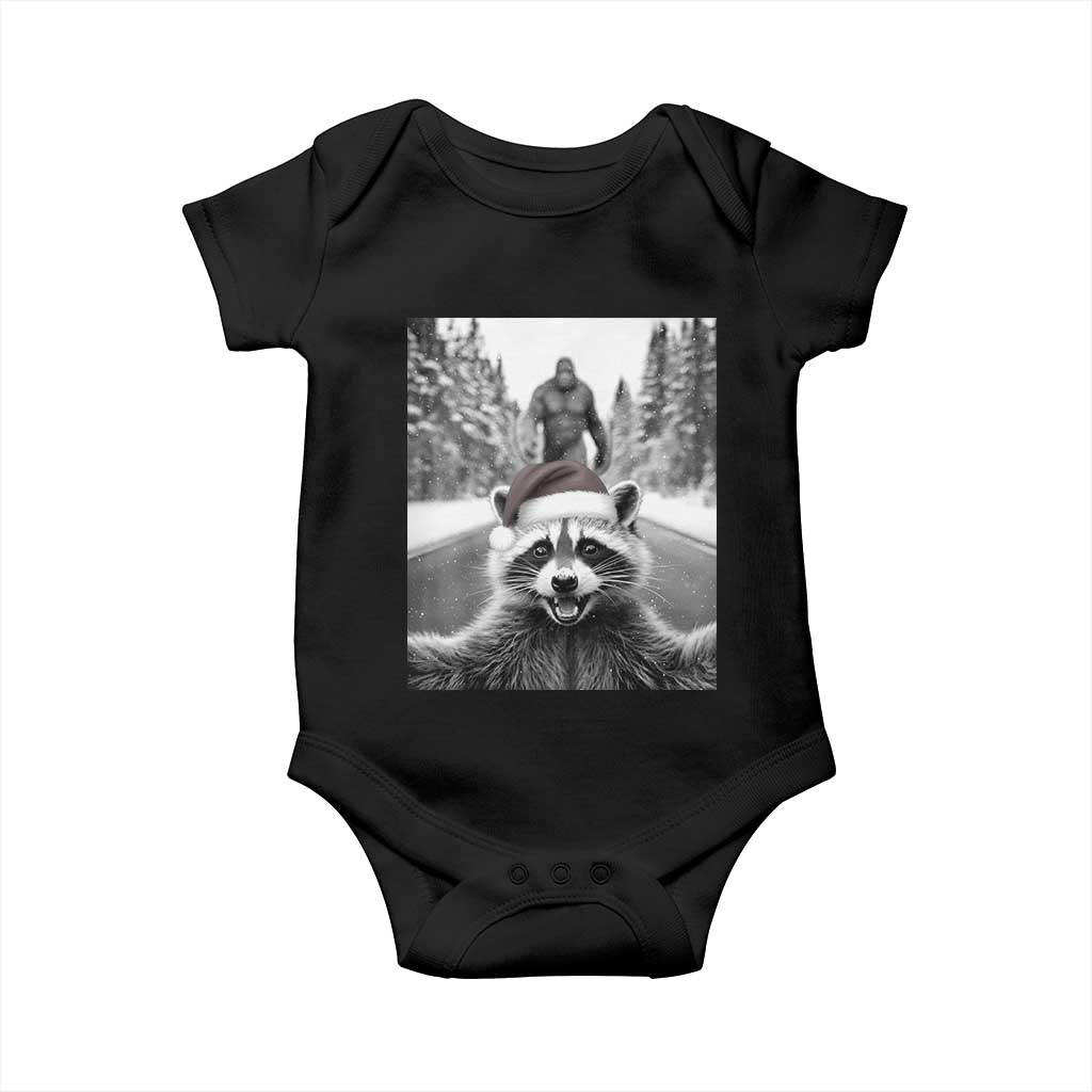 Funny Racoon With Bigfoot Selfie Christmas Baby Onesie - Wonder Print Shop
